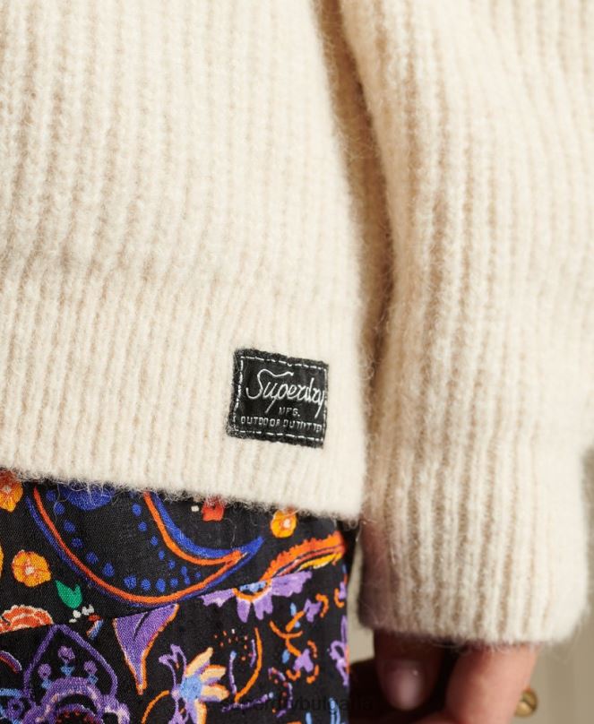 Superdry облекло N00H6589 сметана Жени жилетка от смес от алпака