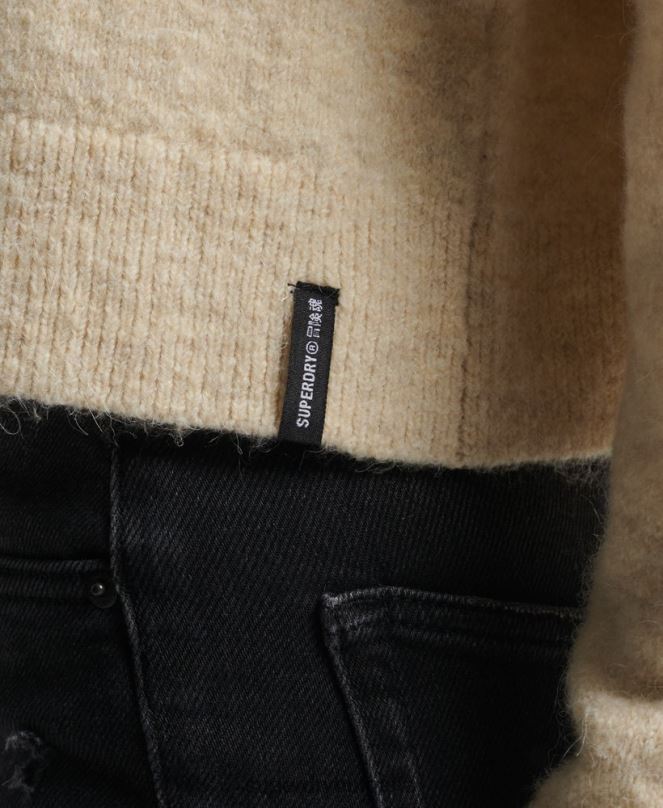 Superdry облекло N00H6592 сметана Жени винтидж есенциален фалшив пуловер с деколте