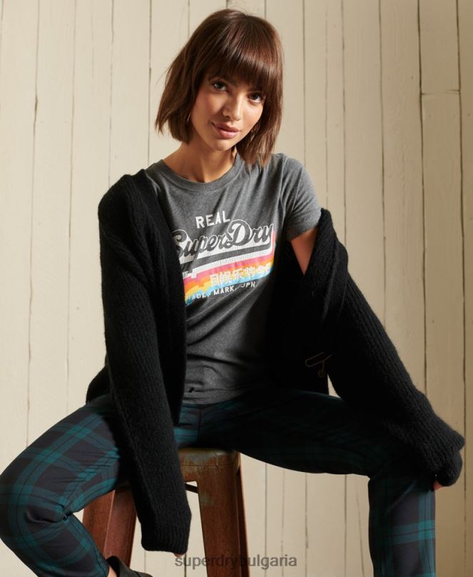Superdry облекло N00H6600 черен Жени жилетка от смес от алпака