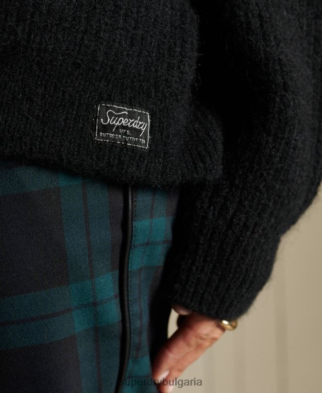 Superdry облекло N00H6600 черен Жени жилетка от смес от алпака