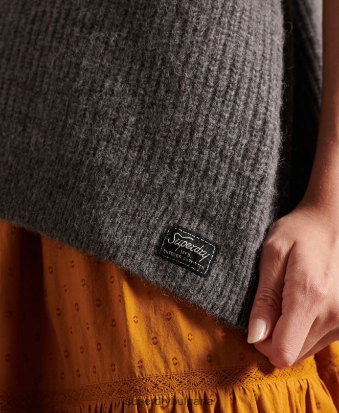 Superdry облекло N00H6601 светло сив Жени жилетка от смес от алпака