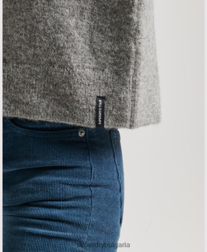 Superdry облекло N00H6630 светло сив Жени винтидж есенциален фалшив пуловер с деколте