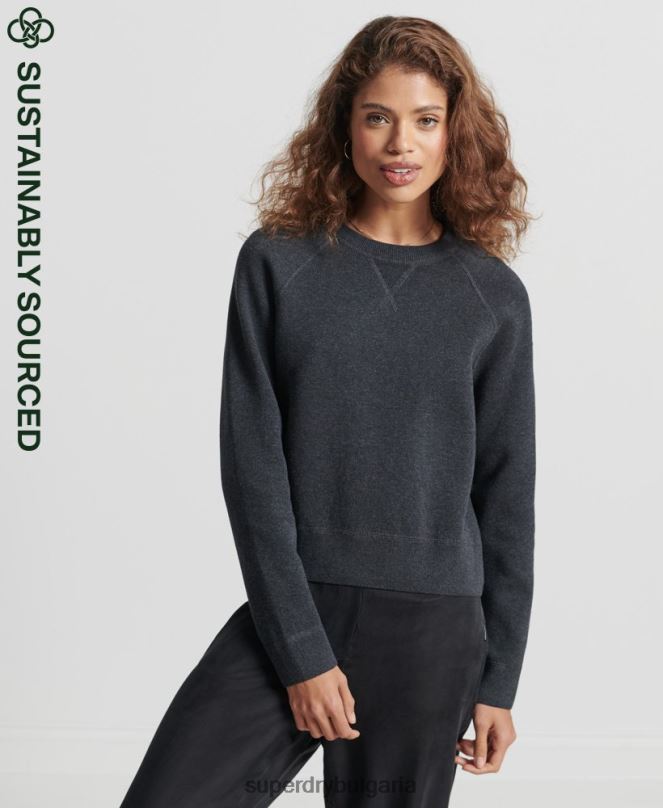 Superdry облекло N00H6642 черен Жени незаменим пуловер от органичен памук