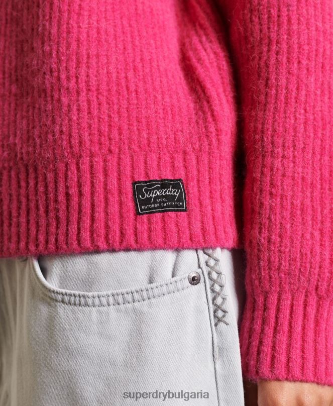Superdry облекло N00H6670 розово Жени пуловер от смес от алпака