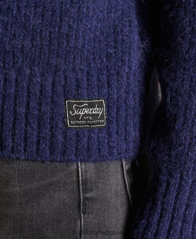 Superdry облекло N00H6680 тъмно синьо Жени пуловер от смес от алпака