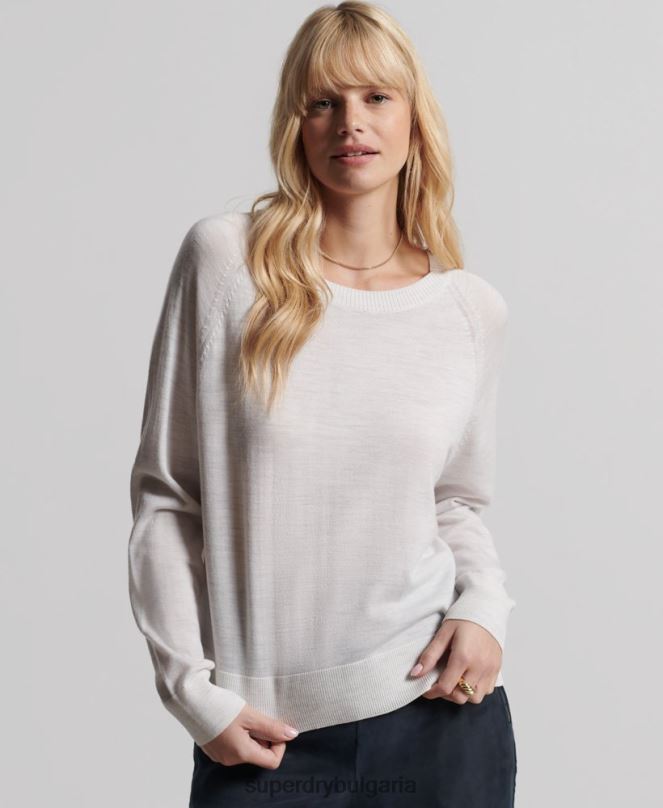 Superdry облекло N00H6712 светло сив Жени мериносов джъмпер