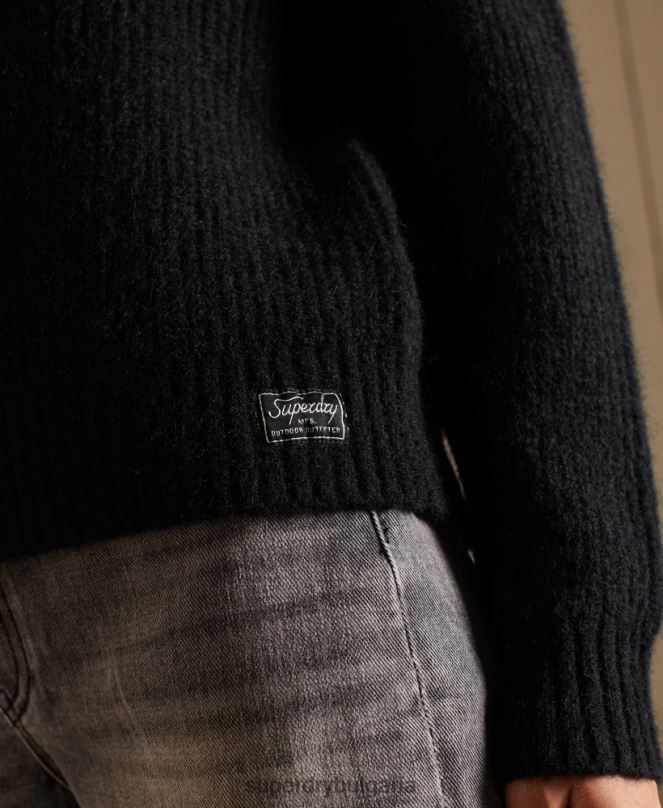 Superdry облекло N00H6723 черен Жени пуловер от смес от алпака