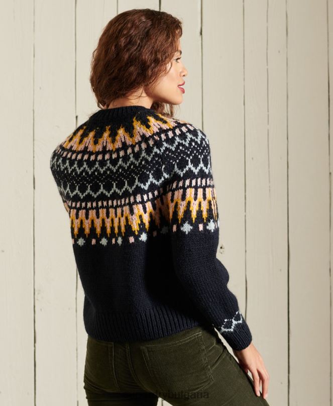 Superdry облекло N00H6755 военноморски флот Жени класически джъмпер Fairisle Crew