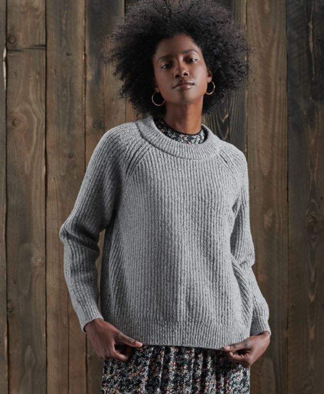 Superdry облекло N00H6766 светло сив Жени пуловер Freya от туид