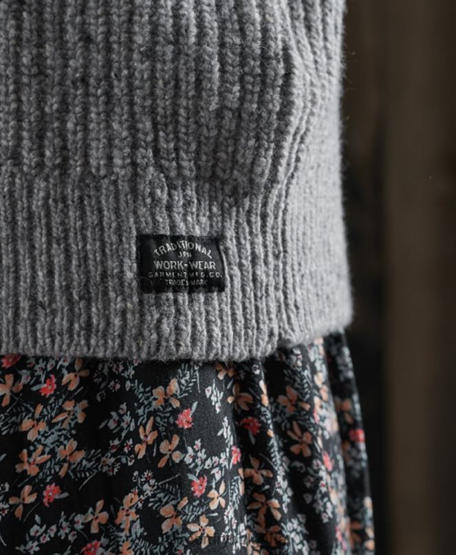 Superdry облекло N00H6766 светло сив Жени пуловер Freya от туид