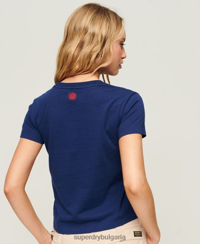 Superdry облекло N00H1971 военноморски флот Жени работно облекло тениска с графики