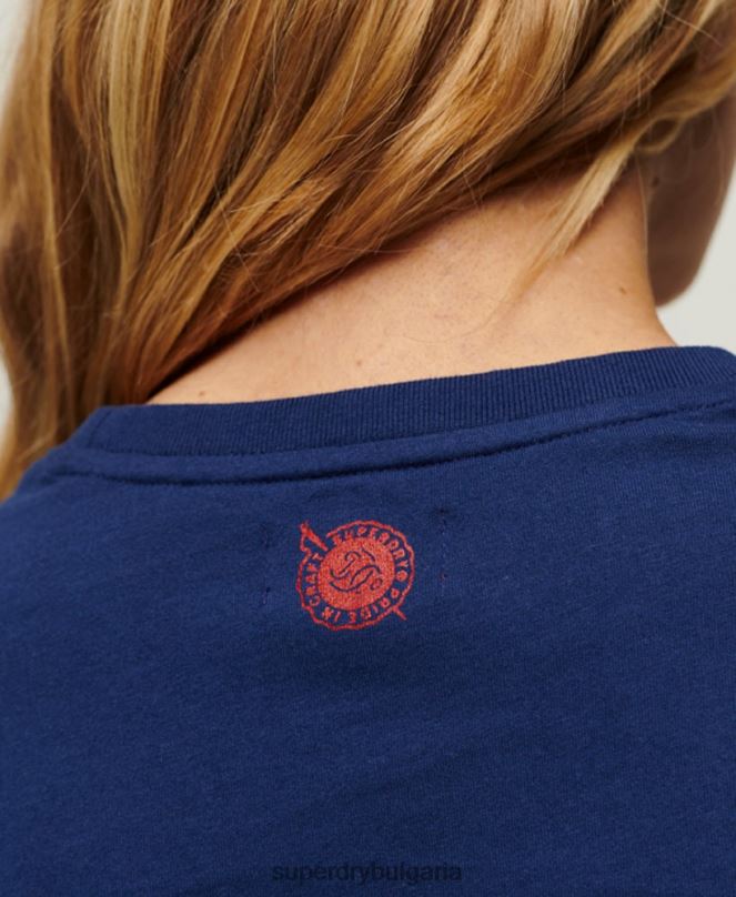Superdry облекло N00H1971 военноморски флот Жени работно облекло тениска с графики