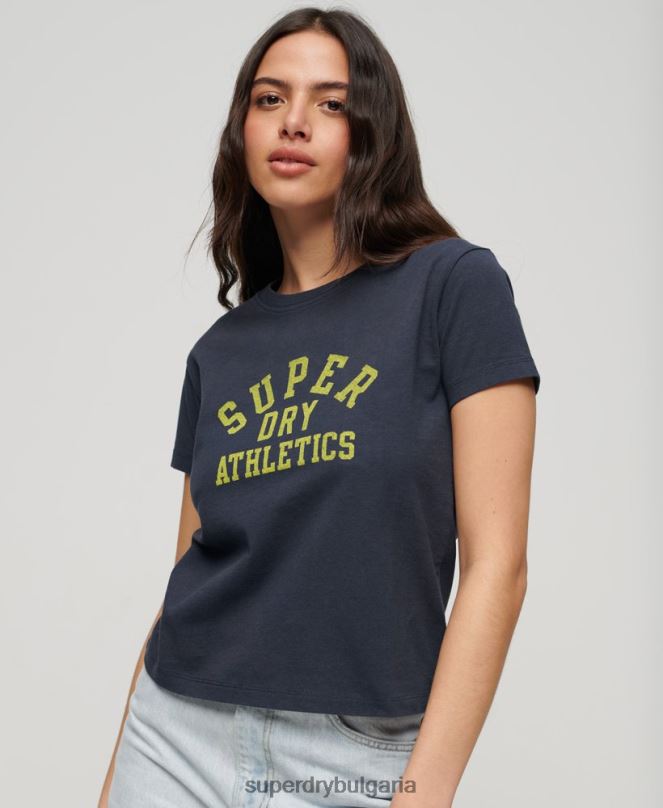 Superdry облекло N00H2030 син Жени атлетична тениска с основни графики от 90-те