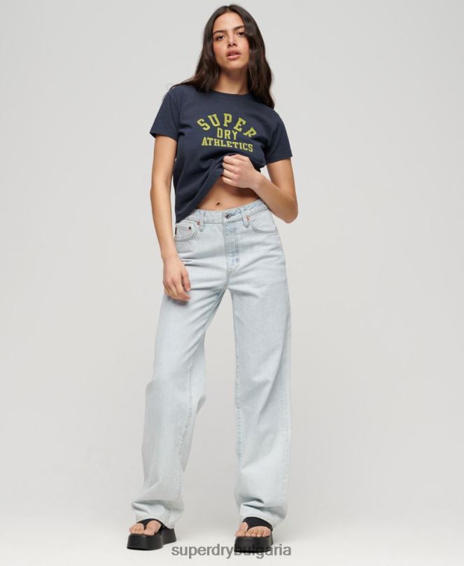 Superdry облекло N00H2030 син Жени атлетична тениска с основни графики от 90-те