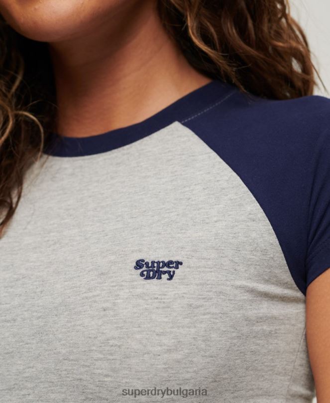 Superdry облекло N00H2051 сиво Жени бейзболна бебешка тениска