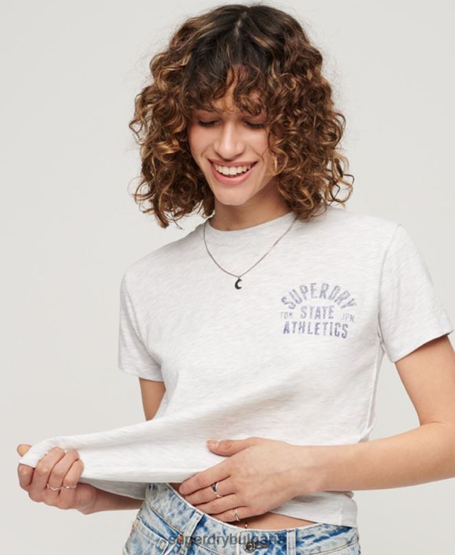 Superdry облекло N00H2063 сиво Жени атлетична тениска от 90-те