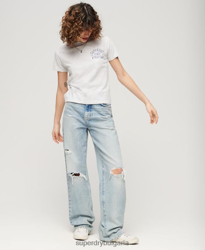 Superdry облекло N00H2063 сиво Жени атлетична тениска от 90-те