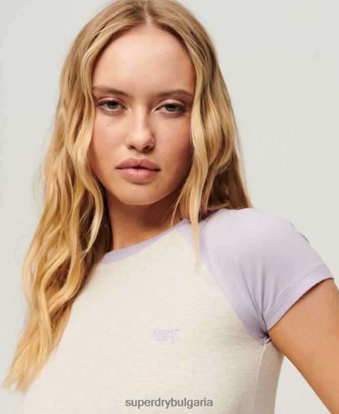 Superdry облекло N00H2096 сметана Жени бейзболна бебешка тениска