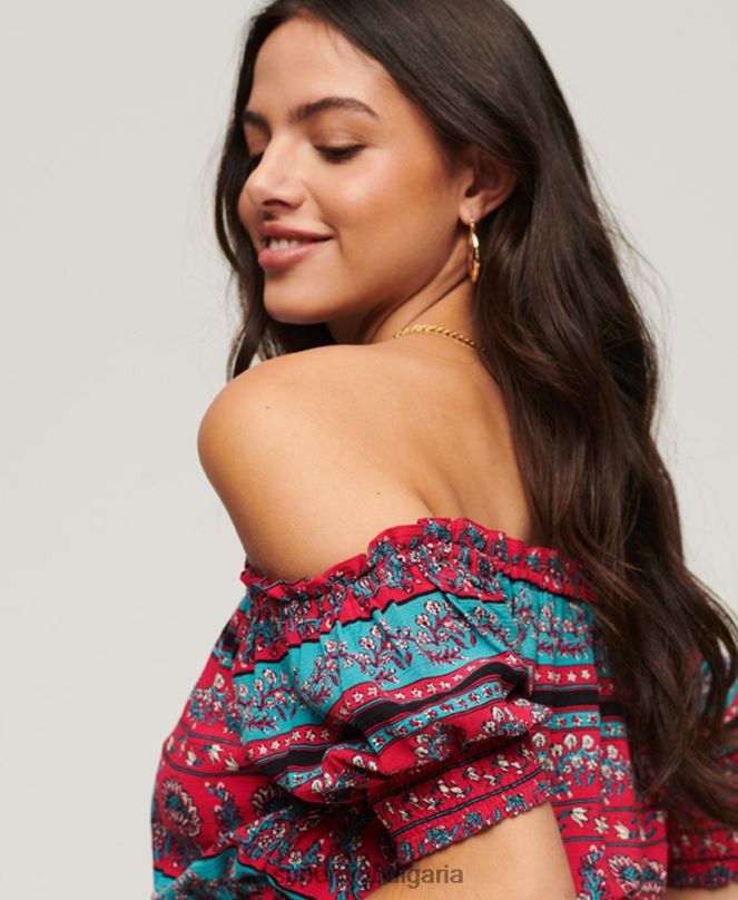 Superdry облекло N00H2109 розово Жени пушен топ с къс ръкав