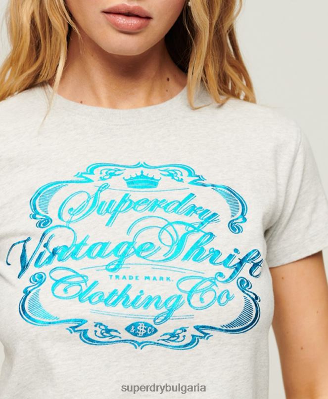 Superdry облекло N00H2115 светло сив Жени работно облекло тениска с графики