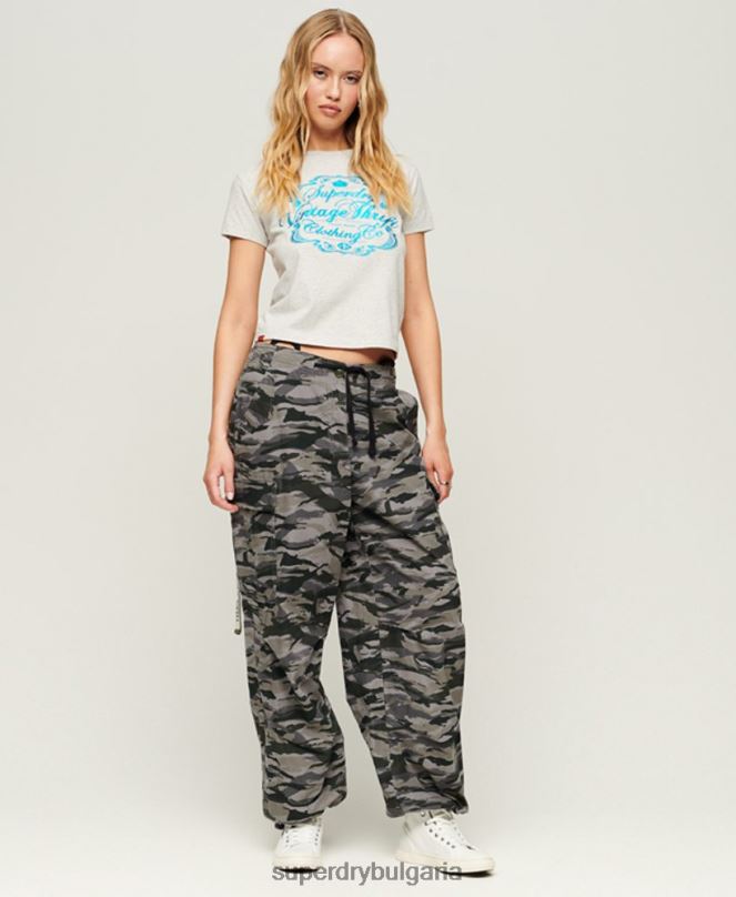 Superdry облекло N00H2115 светло сив Жени работно облекло тениска с графики