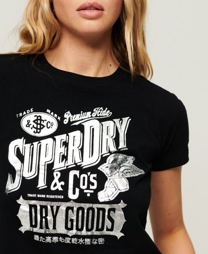 Superdry облекло N00H2122 черен Жени работно облекло тениска с графики