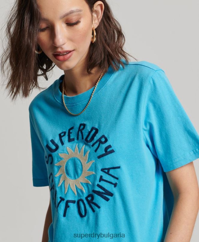 Superdry облекло N00H2123 син Жени ретро тениска с изрязани кали