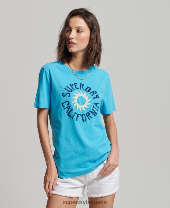 Superdry облекло N00H2123 син Жени ретро тениска с изрязани кали