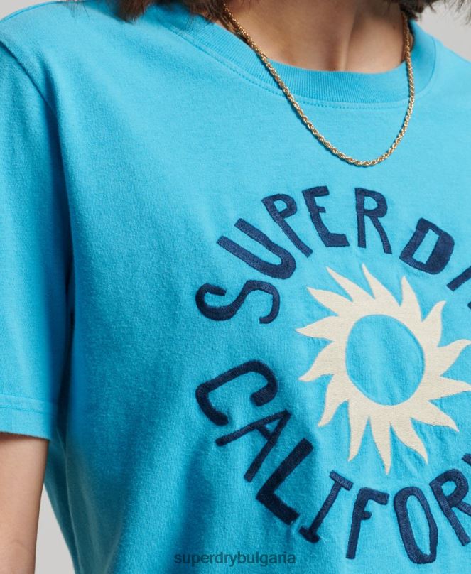Superdry облекло N00H2123 син Жени ретро тениска с изрязани кали