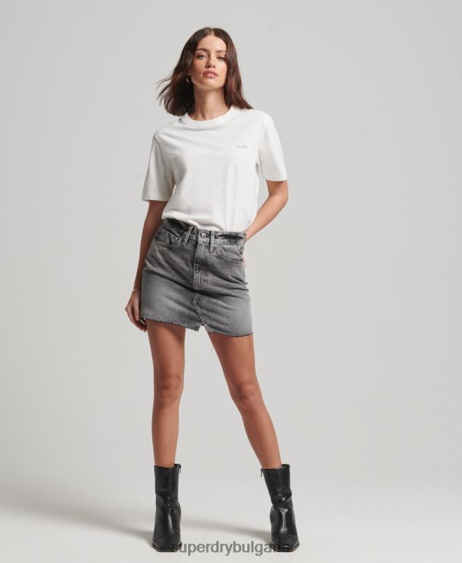 Superdry облекло N00H2130 бяло Жени ретро тениска с бродирано лого
