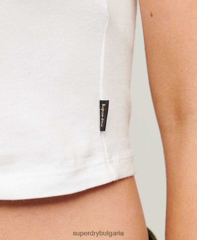 Superdry облекло N00H2152 бяло Жени изрязана бейзболна бебешка тениска