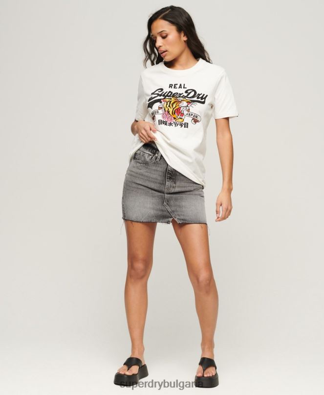 Superdry облекло N00H2157 сметана Жени тениска с ретро лого