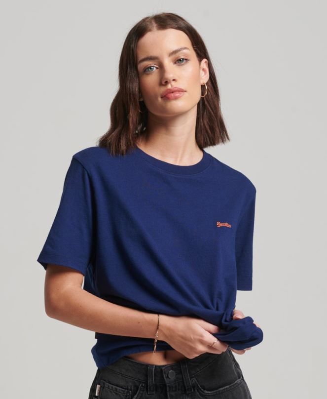 Superdry облекло N00H2172 син Жени ретро тениска с бродирано лого