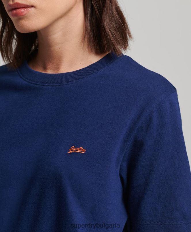 Superdry облекло N00H2172 син Жени ретро тениска с бродирано лого