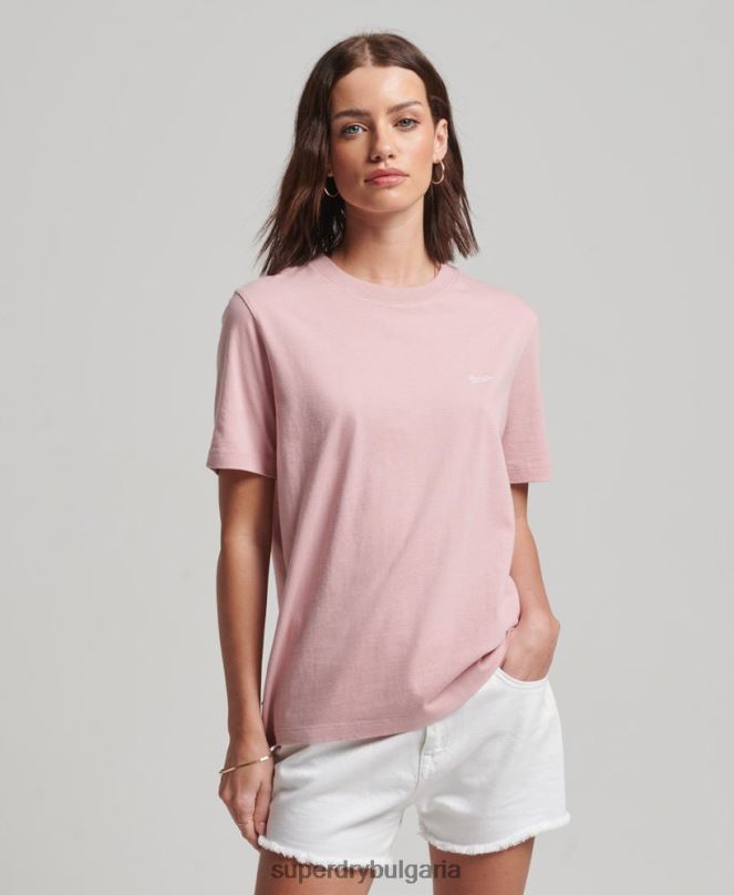 Superdry облекло N00H2173 розово Жени ретро тениска с бродирано лого