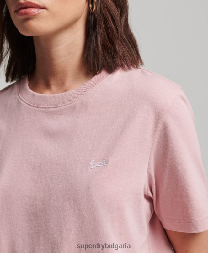 Superdry облекло N00H2173 розово Жени ретро тениска с бродирано лого