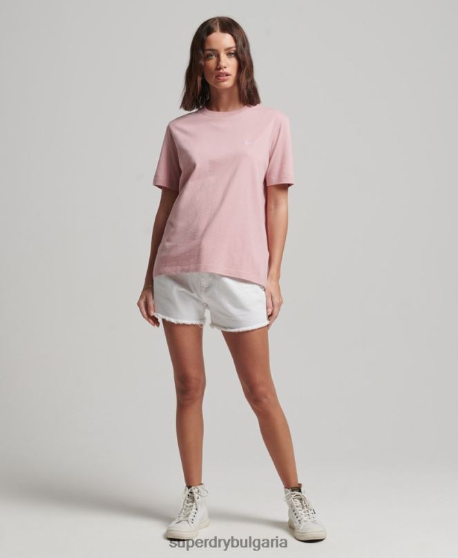 Superdry облекло N00H2173 розово Жени ретро тениска с бродирано лого