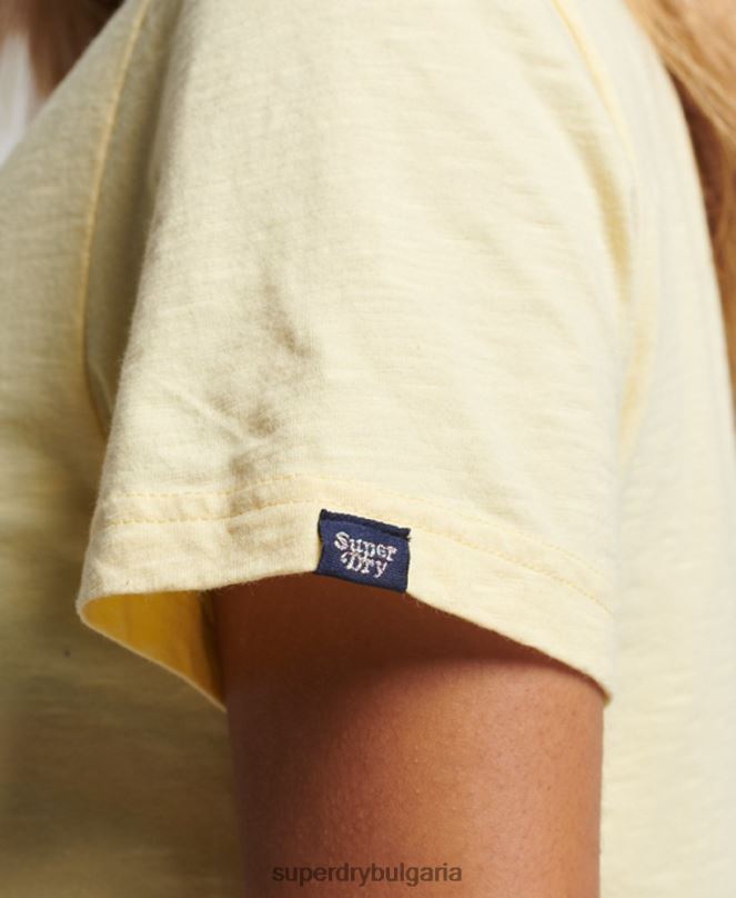 Superdry облекло N00H2178 жълто Жени ретро дъга тениска