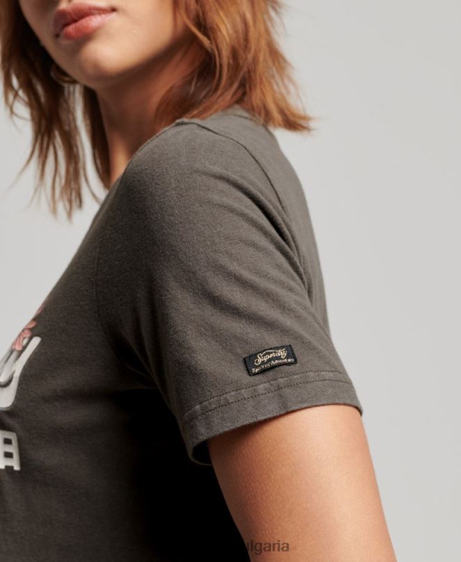 Superdry облекло N00H2190 тъмно сив Жени тениска с ретро лого