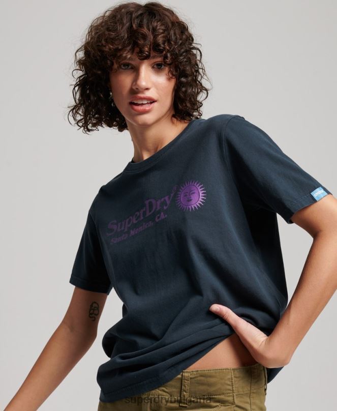Superdry облекло N00H2196 военноморски флот Жени ретро тениска за място