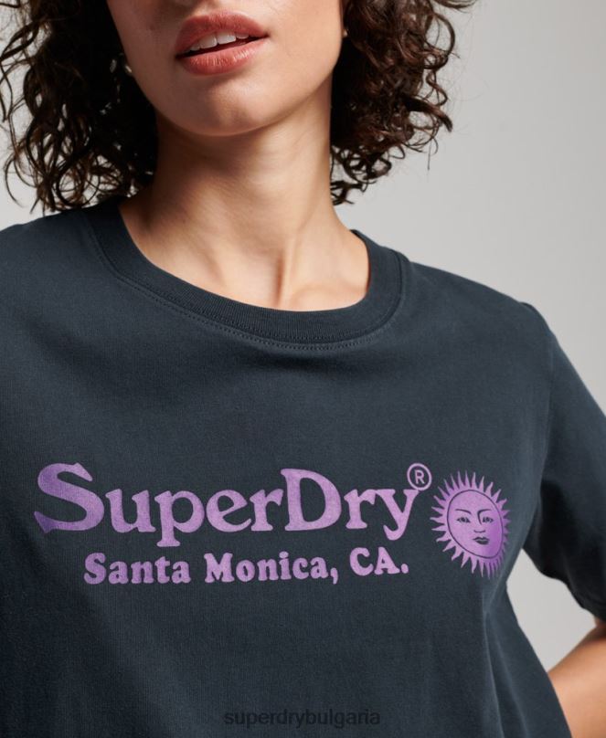 Superdry облекло N00H2196 военноморски флот Жени ретро тениска за място