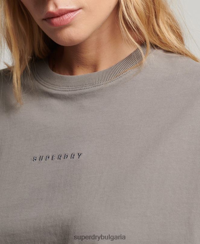 Superdry облекло N00H2205 сиво Жени излишна микро овърсайз квадратна тениска