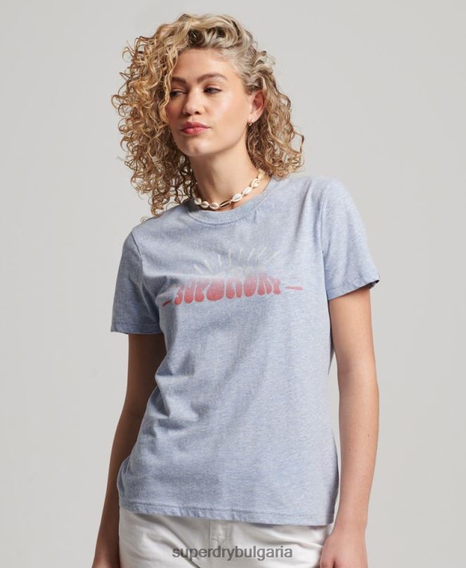 Superdry облекло N00H2217 светло синьо Жени винтидж носталгична тениска