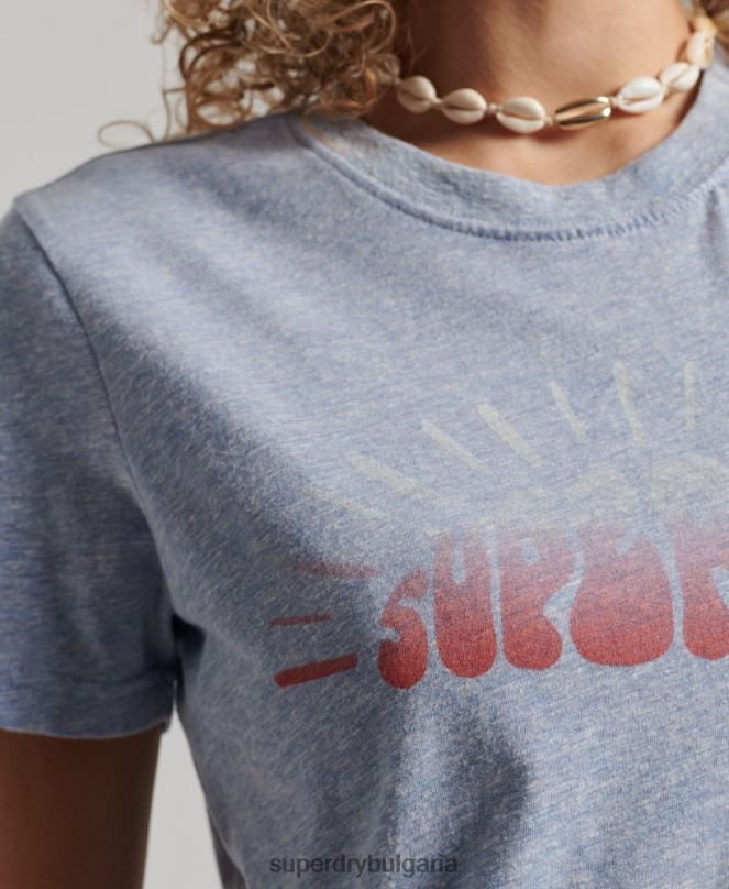 Superdry облекло N00H2217 светло синьо Жени винтидж носталгична тениска