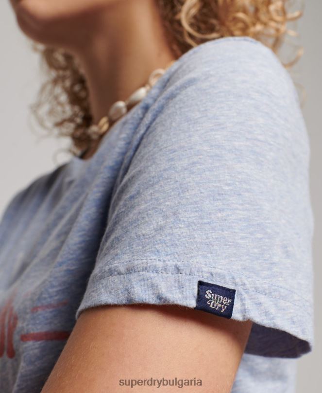 Superdry облекло N00H2217 светло синьо Жени винтидж носталгична тениска
