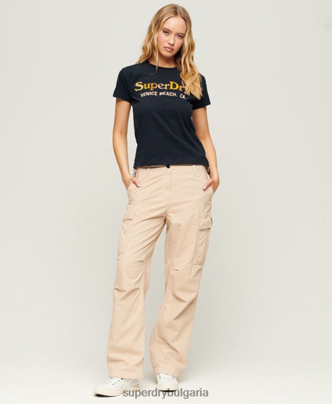 Superdry облекло N00H2220 военноморски флот Жени тениска Rainbow 90s