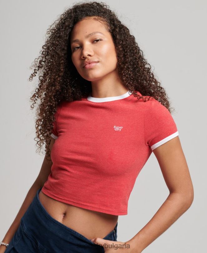 Superdry облекло N00H2221 червен Жени тениска тип ringer от органичен памук