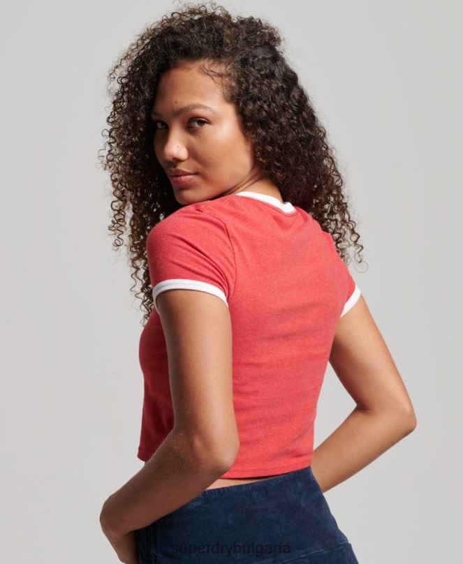 Superdry облекло N00H2221 червен Жени тениска тип ringer от органичен памук