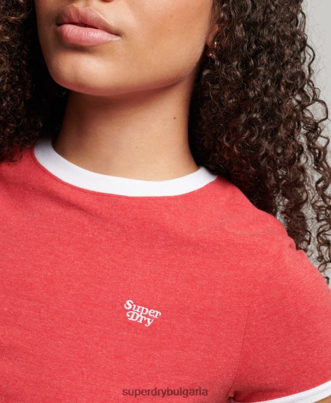 Superdry облекло N00H2221 червен Жени тениска тип ringer от органичен памук
