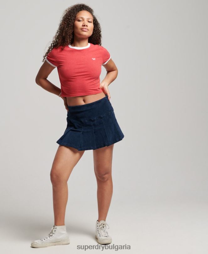 Superdry облекло N00H2221 червен Жени тениска тип ringer от органичен памук